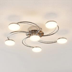 Lindby plafonieră LED Rouven, formă spirală, 6 becuri, gri