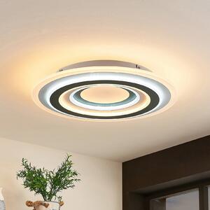 Lindby plafonieră LED Jazmina, 50 cm, CCT, telecomandă, reglabil, Negru, Camera de zi / sufragerie, Plastic, Modern