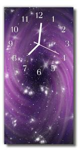 Ceas de perete din sticla vertical Universul galaxy violet