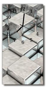 Ceas de perete din sticla vertical Cuburi de metal de argint