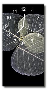 Ceas de perete din sticla vertical Frunze natura plantelor gri