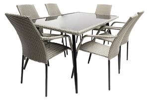 Set mobilier grădină/terasă Vichy metal/ ratan sintetic 7 piese 6 locuri gri