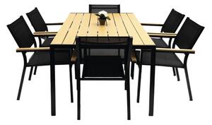 Set mobilier grădină/terasă Teslin aluminiu 7 piese 6 locuri negru