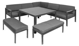 Set mobilier grădină/terasă Sofia aluminiu 6 piese 8 locuri gri