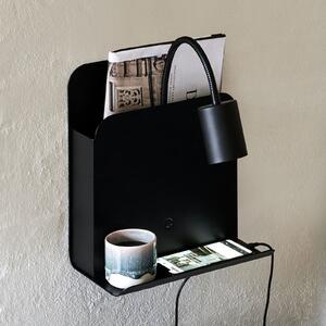 Aplică de perete Roomi cu raft și USB, negru