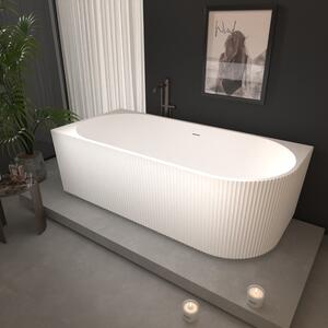 Erga Marina, cadă de baie independentă de colț 140x70 cm + dop de scurgere, stânga, alb lucios, ERG-MARINA-140070L-WH-WH