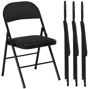 HOMCOM Set de 4 Scaune Pliabile, Scaune Moderne cu Perne din Poliester pentru Acasă și Birou, 45x46x78 cm, Negru | Aosom Romania
