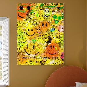 Tablou Canvas Premium LuxCanva® A1198, Happy Smile , Galben, Dormitor, Fata Zambitoare, Dolar, Living, Culori Vibrante