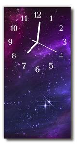 Ceas de perete din sticla vertical Galaxy spațiu violet