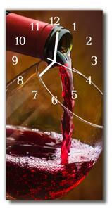 Ceas de perete din sticla vertical O sticlă de vin roșu