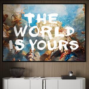 Tablou Canvas Premium LuxCanva® A1175, The World Is Yours , Motivational, Birou, Inger, Cer, Culori Vibrante