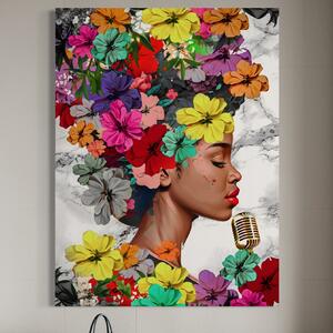 Tablou Canvas Premium LuxCanva® A1165, Fata Cu Flori , Decorativ, Colorat, Cantareata, Culori Vibrante