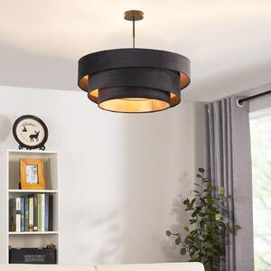 Lindby plafonieră Jusari, negru, textil, Ø 56 cm, E27