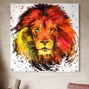 Tablou Canvas Premium LuxCanva® A1146, Colorful Lion , Animal, Regele Junglei, Safari, Colorat, Culori Vibrante