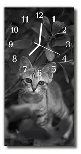 Ceas de perete din sticla vertical Animale animale pisică gri