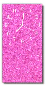 Ceas de perete din sticla vertical Sclipici roz