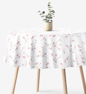Goldea față de masă 100% bumbac - sakura înflorită - rotundă Ø 160 cm