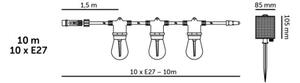 Ghirlandă solară LED dimabilă STARLIGHT NEO 10xE27/3,7V 2700K IP54 1200 mAh 11,5m + telecomandă
