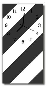 Ceas de perete din sticla vertical Arta negru si dungi albe