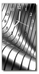 Ceas de perete din sticla vertical Wave argintiu metalic metalic