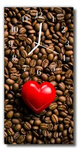Ceas de perete din sticla vertical Culoare bucătărie bob de cafea inima