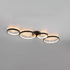 Plafonieră cu LED-uri Groovy cu patru lumini negru 3.000K