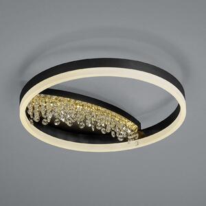HELL Plafonieră cu LED Dana decor de cristal, negru, reglabil, Negru, Camera de zi / sufragerie, Metal, Modern