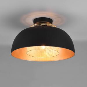 Reality Leuchten Punch plafonieră, negru/auriu, Ø 35 cm, reglabil, Negru, Bucătărie, Metal