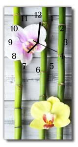 Ceas de perete din sticla vertical Bamboo culoare orhidee floare