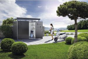 Magazie grădină Biohort HighLine H2 metal ușă dublă 275x195 cm argintiu metalizat