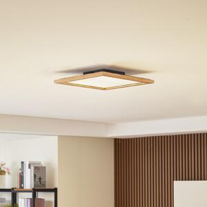 Lucande LED plafonieră Joren, 42 cm, lemn, CCT, telecomandă, reglabil, Lemn, Camera de zi / sufragerie, Lemn, Casă de țară / Rustic