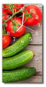 Ceas de perete din sticla vertical Bucătărie de legume tomate castraveti