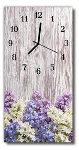 Ceas de perete din sticla vertical Flori de liliac colorate