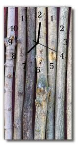 Ceas de perete din sticla vertical Natura bastoane de lemn gri