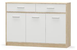 Comoda cu 2 sertare si 3 usi TIPS stejar sonoma/alb, PAL, 123x34x85 cm