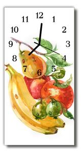 Ceas de perete din sticla vertical Acuarelă bucătărie de fructe banane