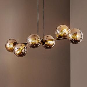 Lampă suspendată Glassy, 6 becuri, negru, grafit, sticlă, 110cm