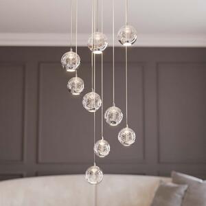 Lucande Lampă suspendată LED Hayley, Ø 40 cm, 9 becuri, crom, sticlă