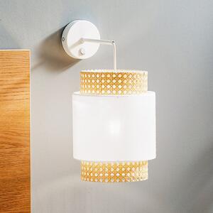 Aplică de perete Boho, alb/rattan