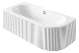 Rea Orion Stripe, cadă de baie acrilică de colț 150x75 cm, stânga, alb lucios, REA-W0071