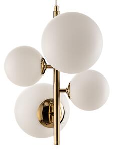 ALDEX Lampă suspendată Dione, cu 4 becuri, aurie, reglabil, Auriu / Alamă, Camera de zi / sufragerie, Sticlă, Modern