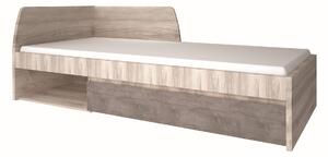 Pat de o persoana JAZZ cu sertar, stejar/gri 99x206x86,5 cm
