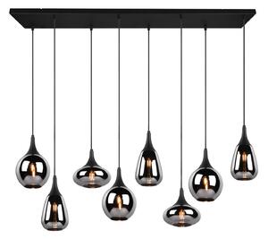 Lampă suspendată Lumina, 8 lumini, negru/cromatic, sticlă