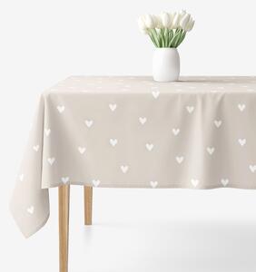 Goldea față de masă 100% bumbac - inimioare pe latte 100 x 140 cm