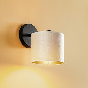 EMIBIG LIGHTING Aplică de perete Jari cu abajur din pânză, alb-auriu, reglabil, Alb, Camera de zi / sufragerie, Țesătură / Textil