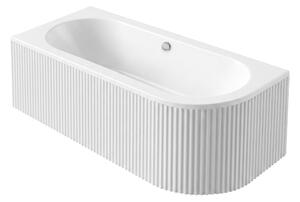 Cadă de baie de colț acrilică Rea Orion Stripe 160x75 cm, stânga, alb lucios, REA-W0072