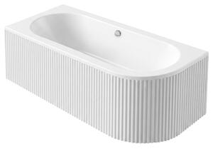 Rea Orion Stripe, cadă de baie acrilică de colț 170x75 cm, stânga, alb lucios, REA-W0073