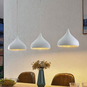Lindby Elamira lampă suspendată, alb, metal, 133 cm, 3 becuri., reglabil, Alb, Camera de zi / sufragerie, Metal, Modern