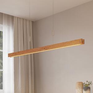 Lindby Alimara Lampă suspendată LED din lemn, lungime 138 cm, reglabil, Lemn, Camera de zi / sufragerie, Lemn, Modern