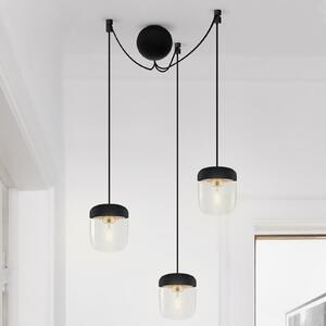 UMAGE Acorn lampă suspendată 3 becuri negru/alamă, reglabil, Negru, Camera de zi / sufragerie, Sticlă, Design